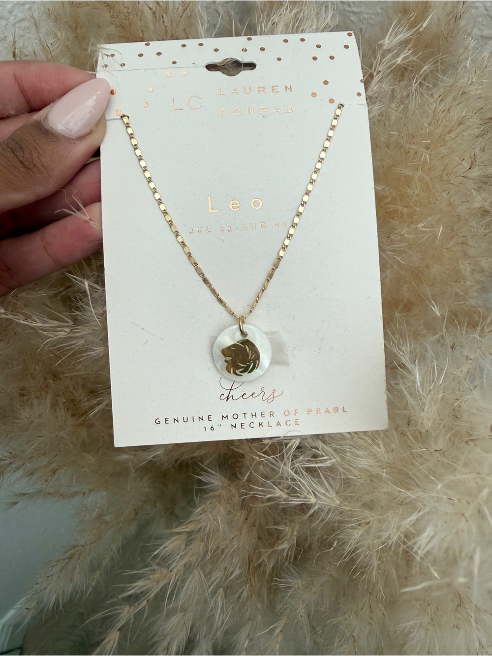 LC Lauren Conrad Gold and Mother-of-Pearl Leo Disc Necklace